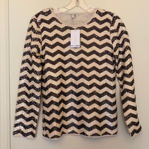 NWT J. Crew Sequin Chevron Long Sleeve Top